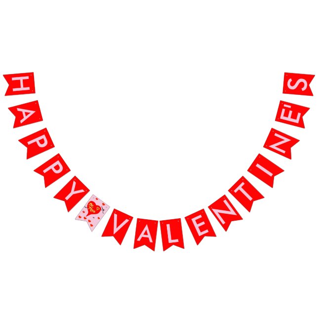 Valentinen är bryter röda hjärtor som Bunting Vimplar (Alla)