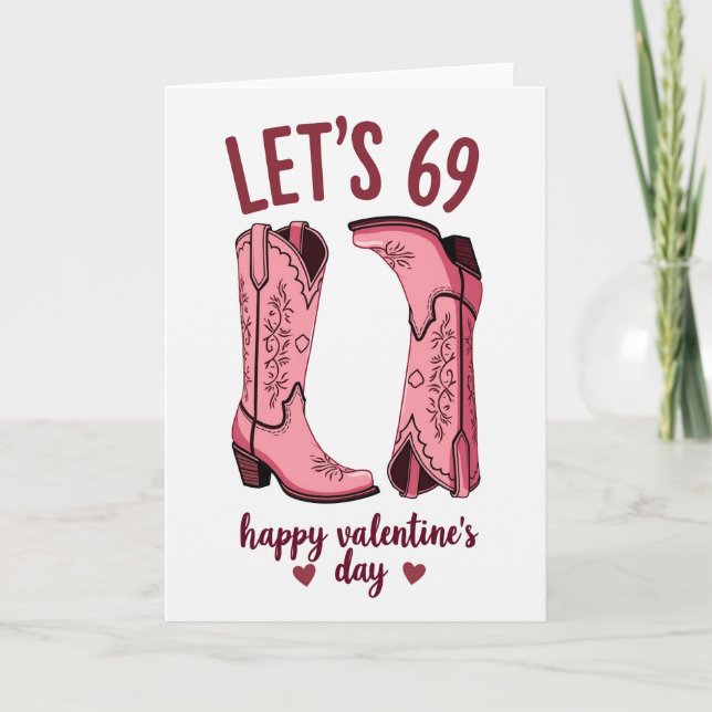 Valentines 69 Rosa Stövlar Kort (Framsida)
