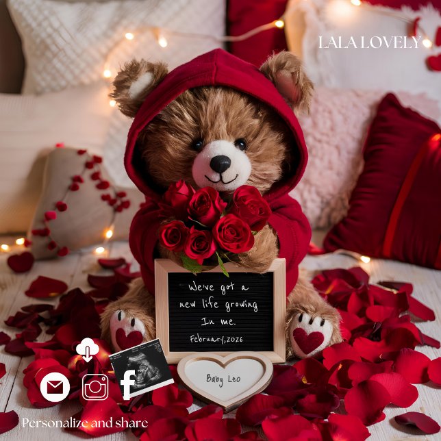 Valentines baby-avslöjande graviditetsannonserings meddelande (Skapare uppladdad)