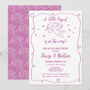 Valentines Baby Shower Cupid Girl Rosa Kärlek Inbjudningar