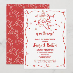 Valentines Baby Shower Cupid Red Boy Kärlek Inbjudningar
