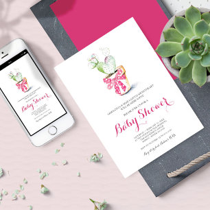 Valentines Baby Shower-inbjudningsflicka, Rosa Inbjudningar