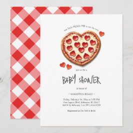 Valentines Baby Shower Pizza Party Inbjudningar