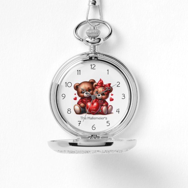 Valentines Bear Couple i Kärlek Armbandsur (Framsida)