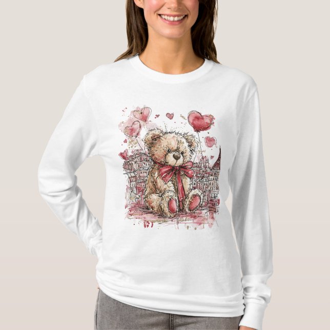 Valentine's Bear  T Shirt (Framsida)