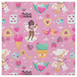 valentines Black cherub african angel harp-pil Tyg