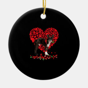 Valentines Boston Terrier Heart Dog Pappa mamma Julgransprydnad Keramik