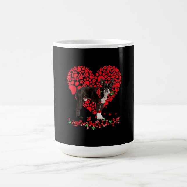 Valentines Boston Terrier Heart Dog Pappa mamma Kaffemugg (Center)