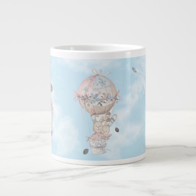 Valentines Bunny Couple i Himlar Giant Coffee Jumbo Mugg (Framsidan)