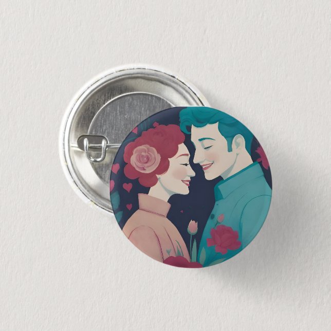 Valentine's button knapp (Framsida & baksida)