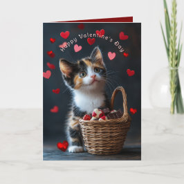 Valentine's Calico Kitten Chocolates Red Hearts  Kort