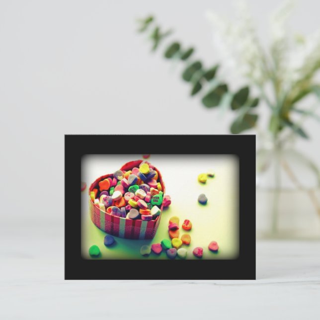 Valentines Candy Heart Box Helg Vykort (Stående Fram)