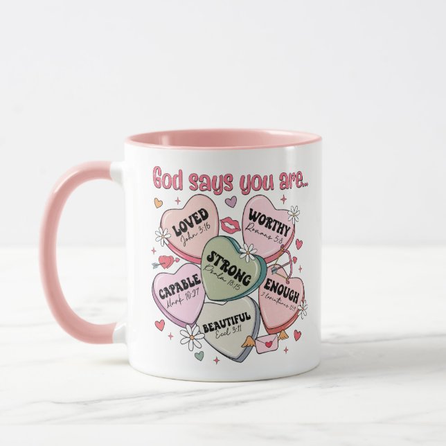  Valentine's Candy Hearts Christian  Mugg (Vänster)