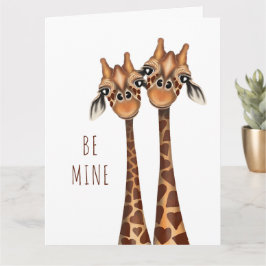 Valentines Card - "be Mine Loving Giraffes" Kort
