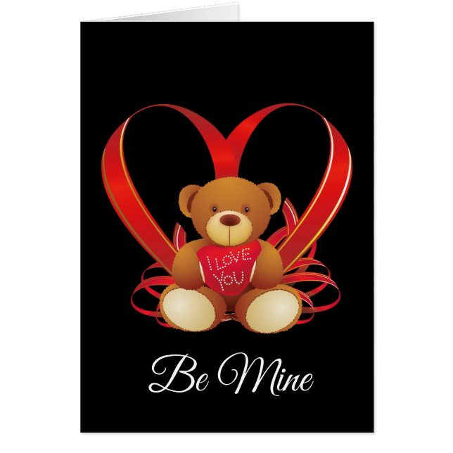 Valentine's Card Bear Be My Valentine Hälsningskort (Framsidan)