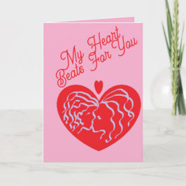 Valentine's Cards : Heart beats for You . Helgkort