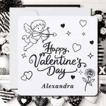 Valentines  Cherub & Romantic Doodle Personalized 