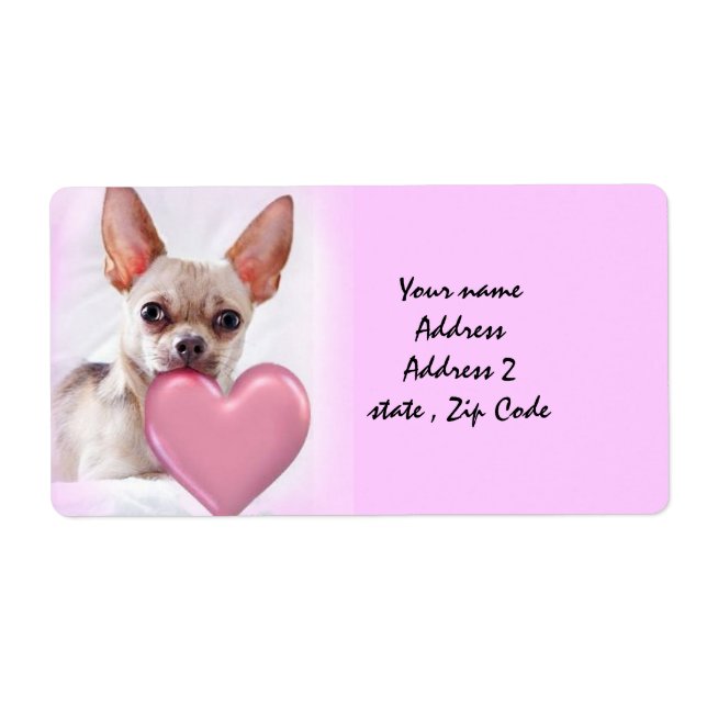 Valentines Chihuahua-etiketter för hund Fraktsedel (Framsidan)