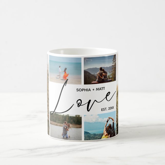 Valentines Couples Keepsake Photo Collage Kaffemugg (Center)