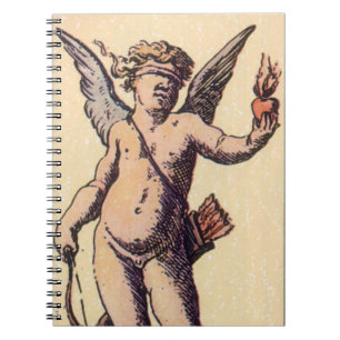 Valentines Cupid med förblindande ögonbindel, Vint Anteckningsbok Med Spiral