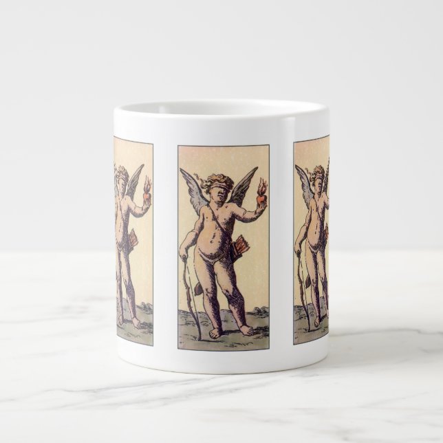 Valentines Cupid med förblindande ögonbindel, Vint Jumbo Mugg (Framsidan)