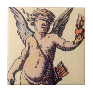 Valentines Cupid med förblindande ögonbindel, Vint Kakelplatta