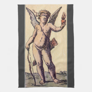Valentines Cupid med förblindande, Vintage Tarot-k Kökshandduk