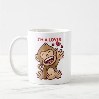 Valentine's Cute Cartoon Monkey Mug Kaffemugg
