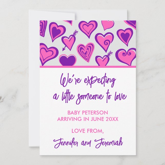Valentines dag graviditetsannonsering rosa söt meddelande (Framsida)