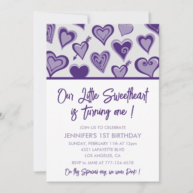 Valentines day 1:a födelsedag - februari inbjudningar (Framsida)