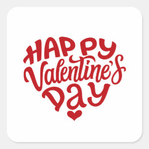 valentines day 2024 14 februari fyrkantigt klistermärke