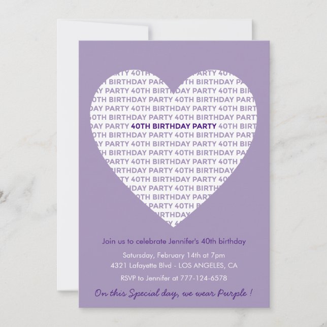 Valentines day 40-årsdag, typografi inbjudningar (Framsida)