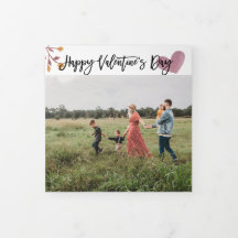 Valentines day 4-foto, tresidigt kort, vattenfärg