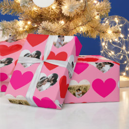 Valentine's Day 4 Photo Red and Pink Heart Pattern Presentpapper