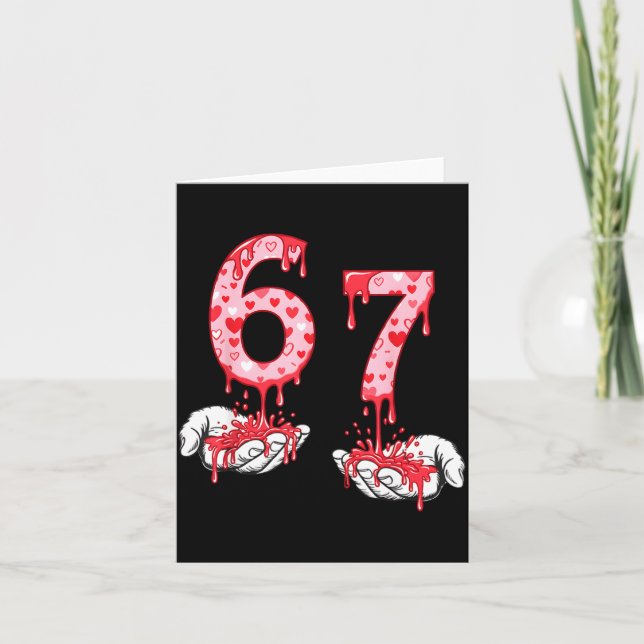 Valentines Day 67 Meme Six Seven 6 7 Valentine Hea Kort (Framsida)