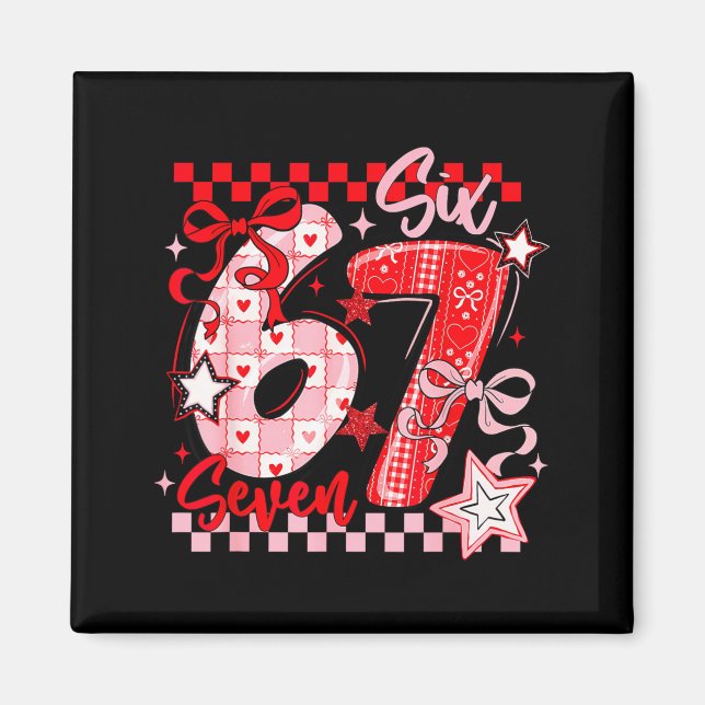 Valentine's Day 67 Six Seven Preppy Hearts Coquett Magnet (Framsidan)