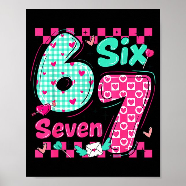 Valentine's Day 6 7 Six Seven Preppy Hearts Couple Poster (Framsidan)