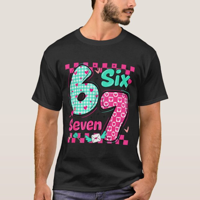 Valentine's Day 6 7 Six Seven Preppy Hearts Couple T Shirt (Framsida)