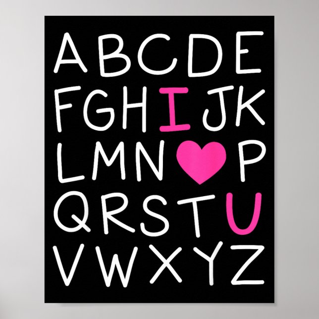 Valentines Day Abc I Love You Alphabet Teacher Gir Poster (Framsidan)