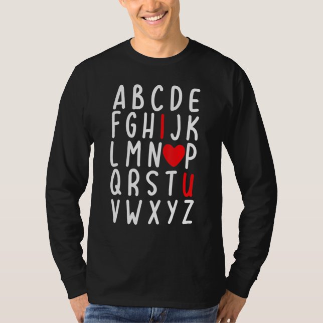 Valentine's Day ABC I Love You Heart Teacher Kids  T Shirt (Framsida)