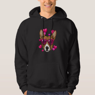 Valentines Day African Basenji Heart Couples Puppy Hoodie