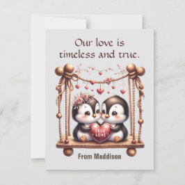 Valentines day Äkta kärlek Penguins på vingården Julkort