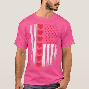 Valentines day American Flagga Red Hearts Manar Bo T Shirt