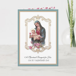 Valentines day Andlig Bouquet Virgin Mary Jesus Helgkort
