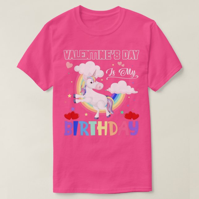 Valentines day är min födelsedagskalender Unicorn  T Shirt (Design framsida)