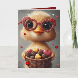 Valentine's Day Baby Duck Heart Glasses Kort