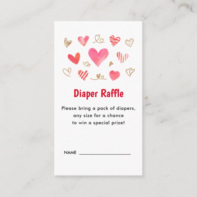 Valentines Day Baby Shower Diaper Raffle Biljett Tilläggskort (Framsida)
