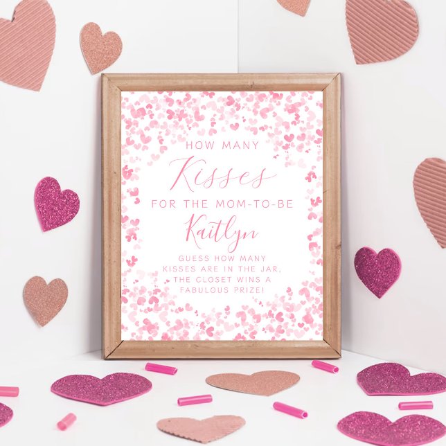 Valentine's Day Baby Shower How Many Kisses Game Poster (Skapare uppladdad)