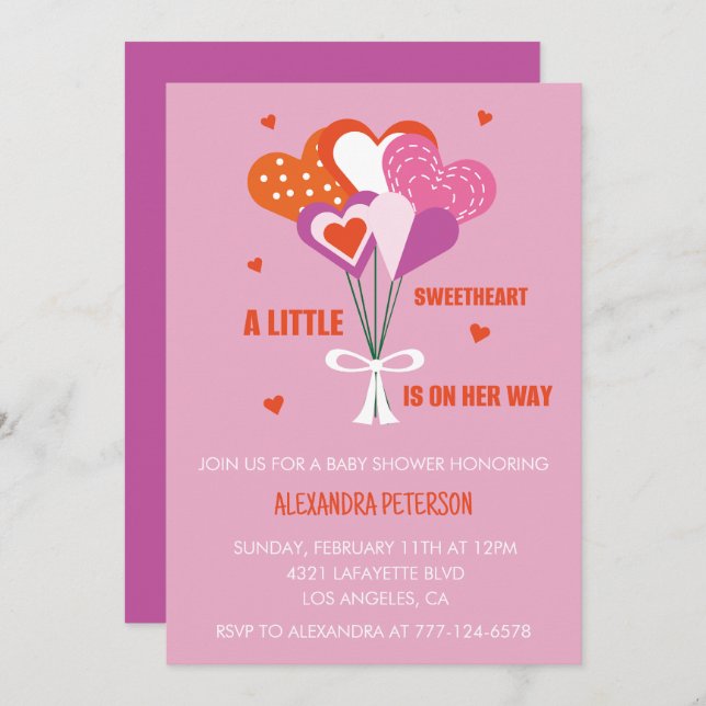 Valentines day babydusch Cute Hearts Bouquet Inbjudningar (Fram/baksida)