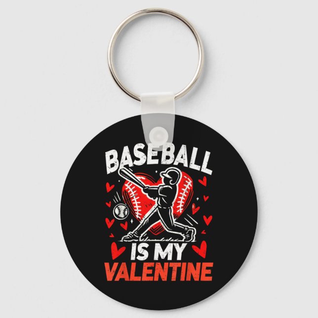 Valentines day Baseball är min Valentine Baseball  Nyckelring (Framsida)